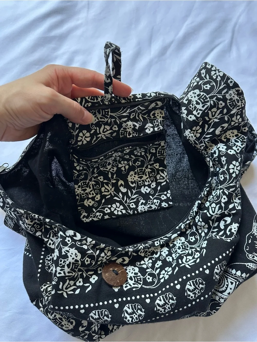 Black & White Elephant Print Crossbody Bag